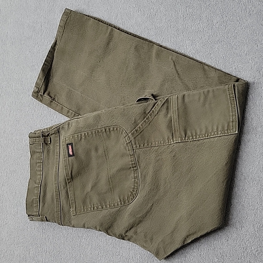 Dickies Pants Mens 34x30 Olive Green Relaxed Fit Canvas Carpeter Workwear Pocket